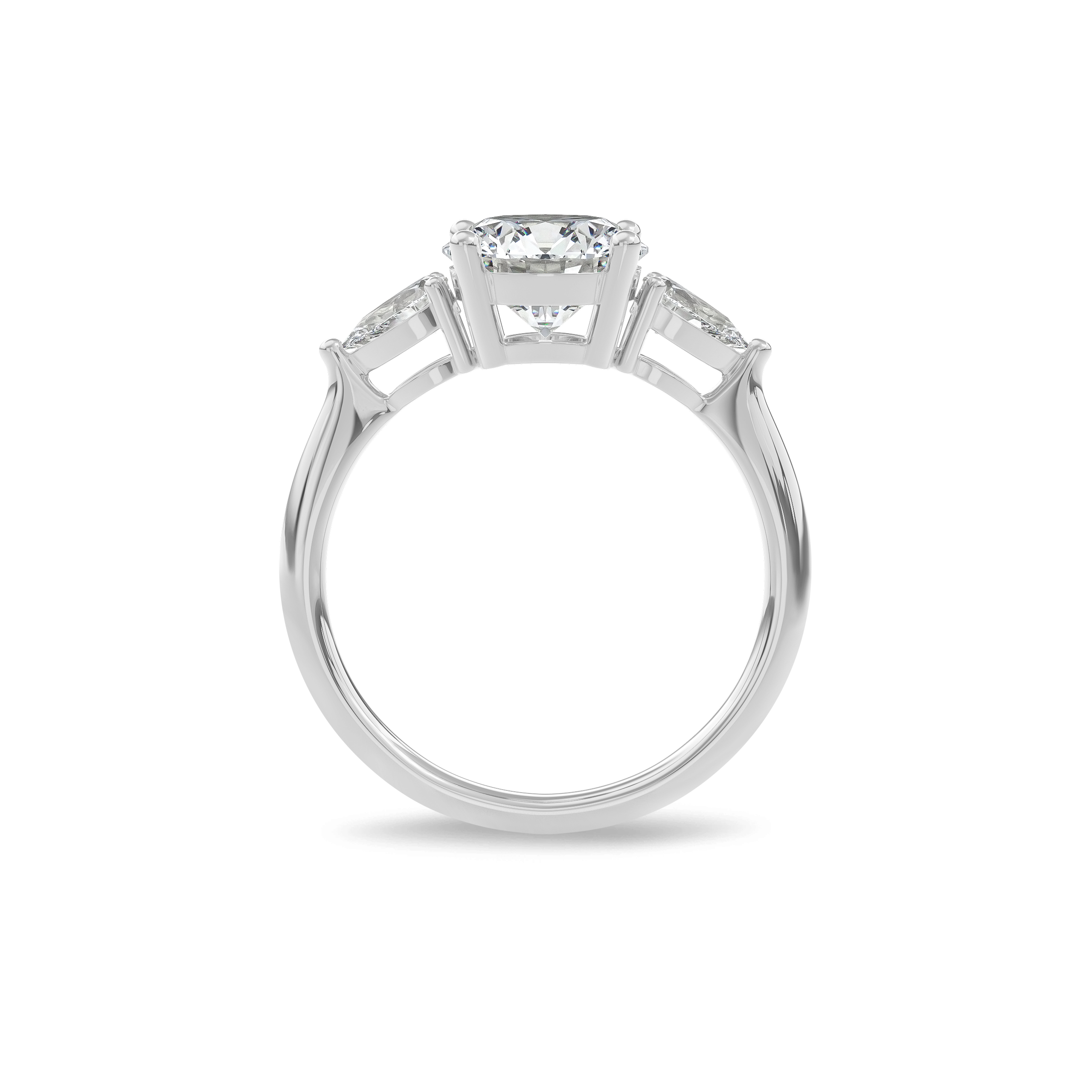 Daphnis Three Stones Engagement Ring Round•White Gold