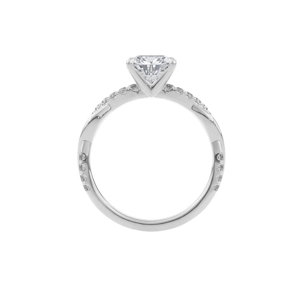 Rhea Twisted Pave Engagement Ring Cushion•White Gold