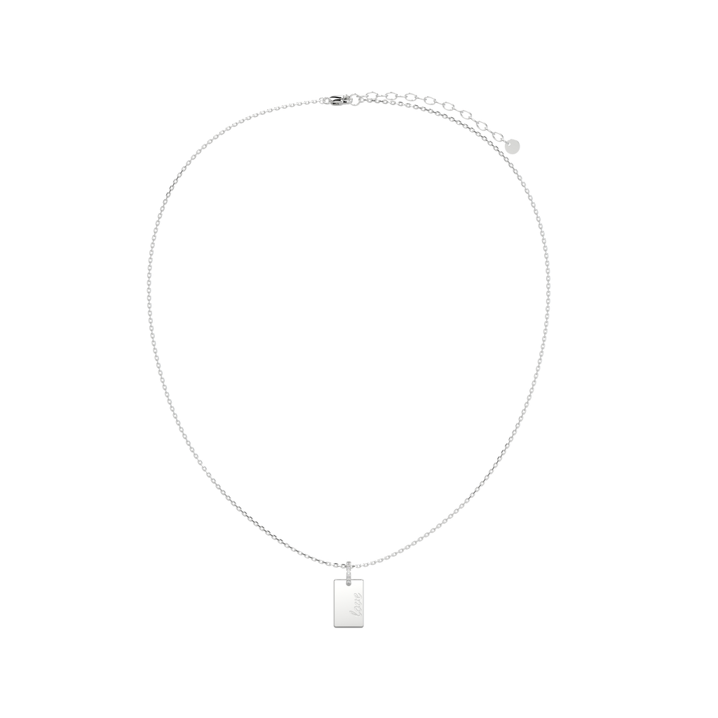 Rhodium Plated Silver Rectangle Engravable Necklace SS25N001S