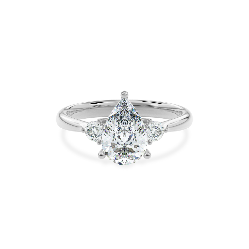 Daphnis Three Stones Engagement Ring Pear•White Gold