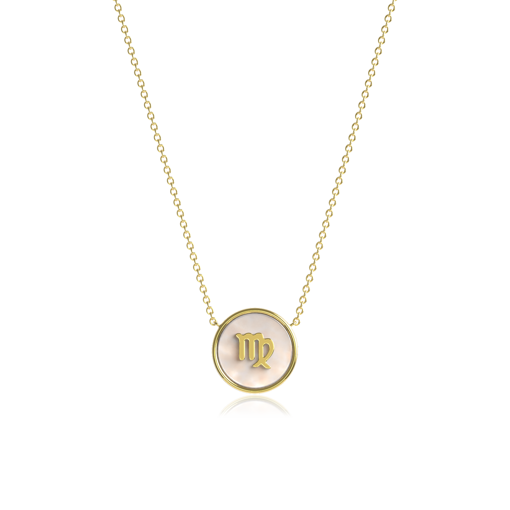 18k Gold Plated Silver Pearl Zodiac Necklace SS25N002G