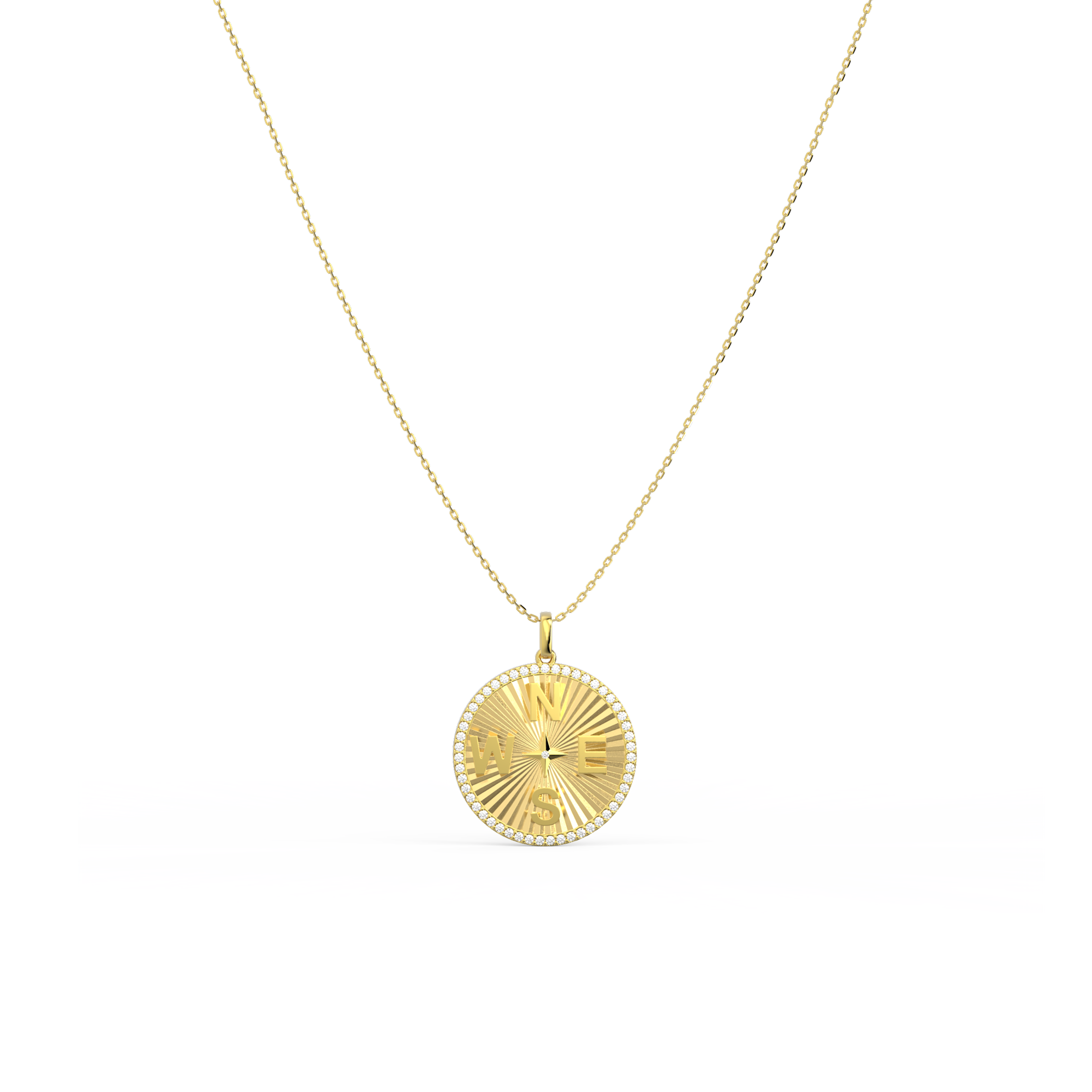 18k Gold Plated Personal Story Medallion Necklace – Lucky Symbol & Engravable（Pleated）AW24N007A