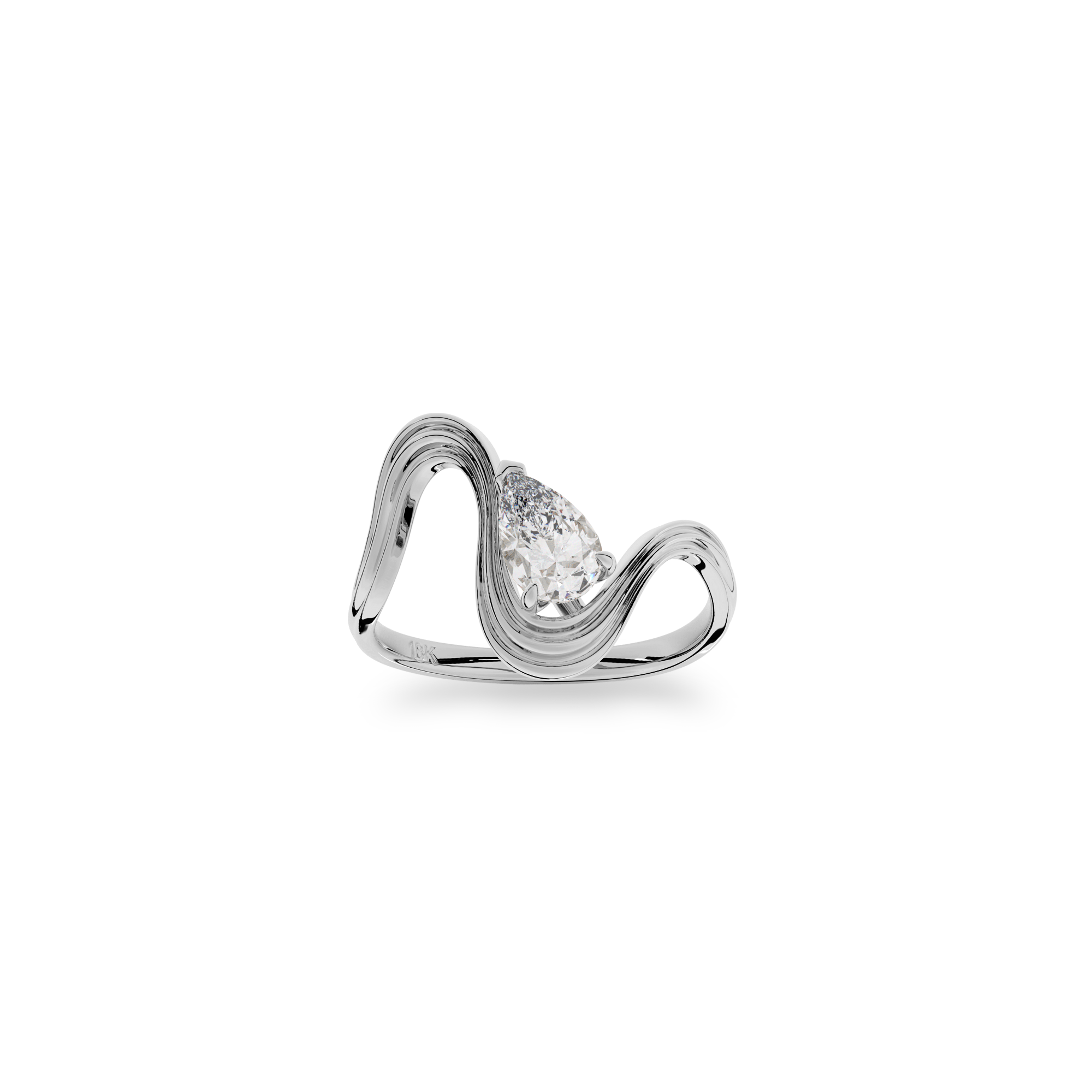 Pearl  Vela Curve Ringi in White Gold