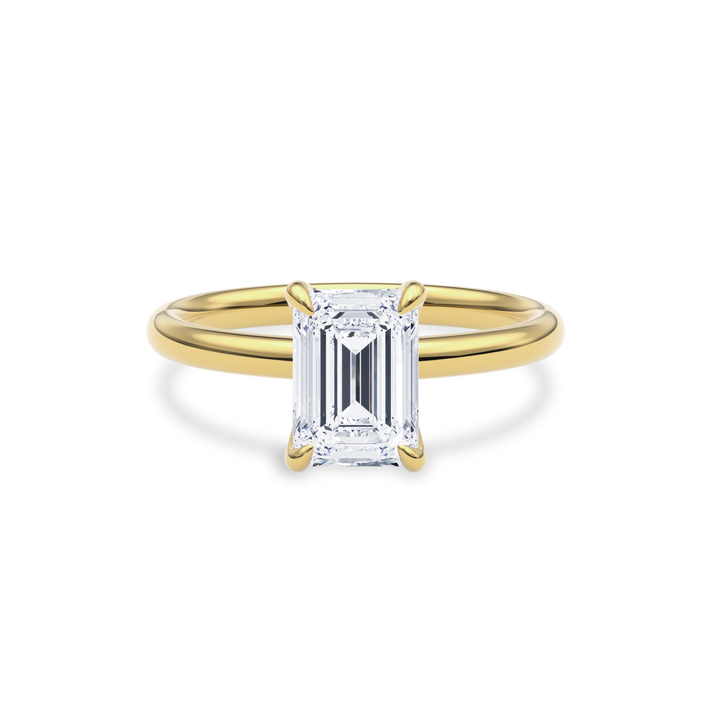 Dia Solitaire Engagement Ring Emerald•Yellow Gold