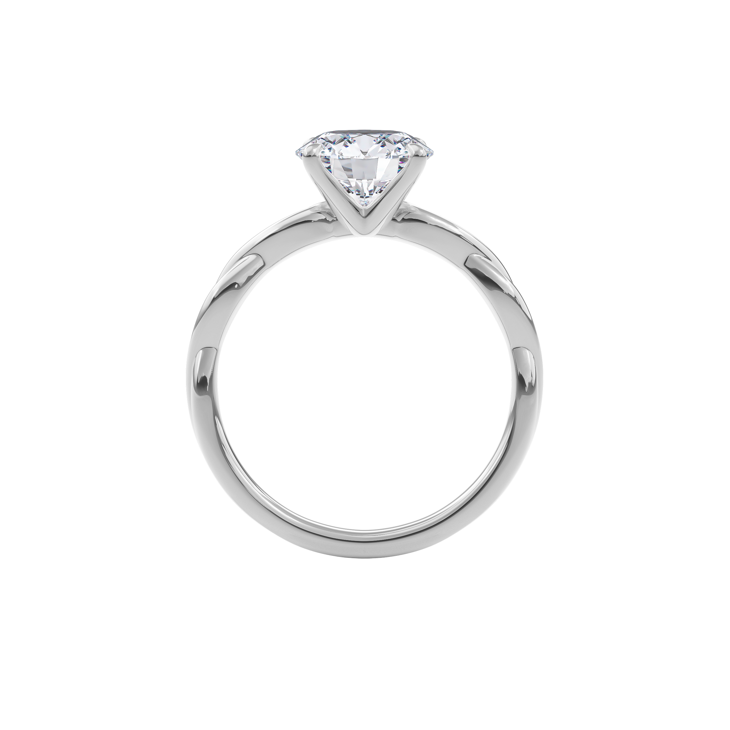 Rhea Twisted Engagement Ring Round•White Gold