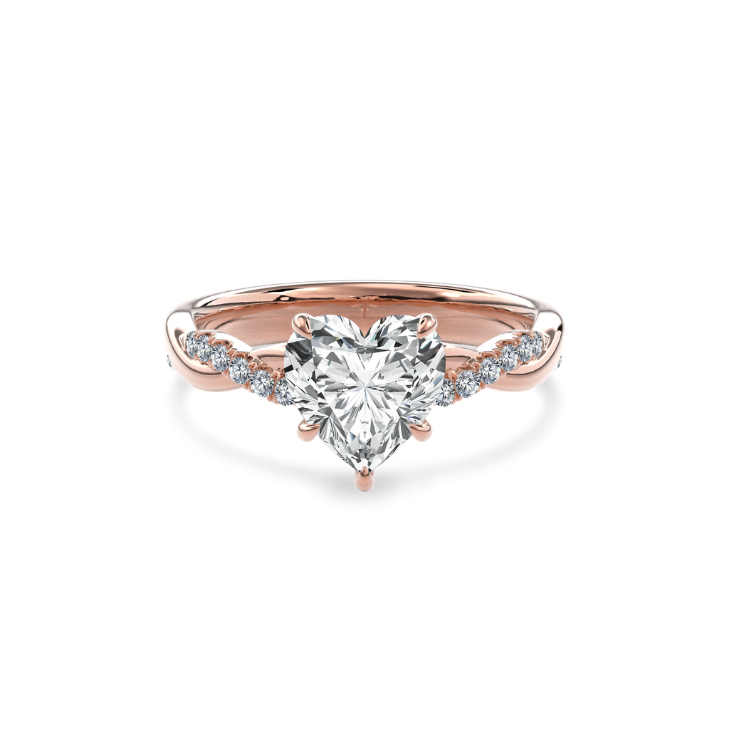Rhea Twisted Pave Engagement Ring Heart•Rose Gold