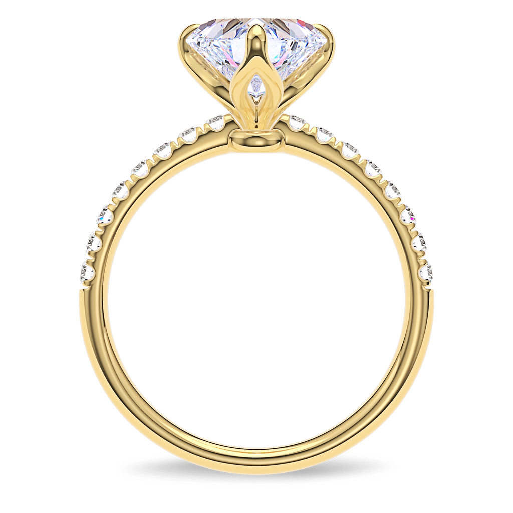 Dia Solitaire Pave Engagement Ring Heart•Yellow Gold