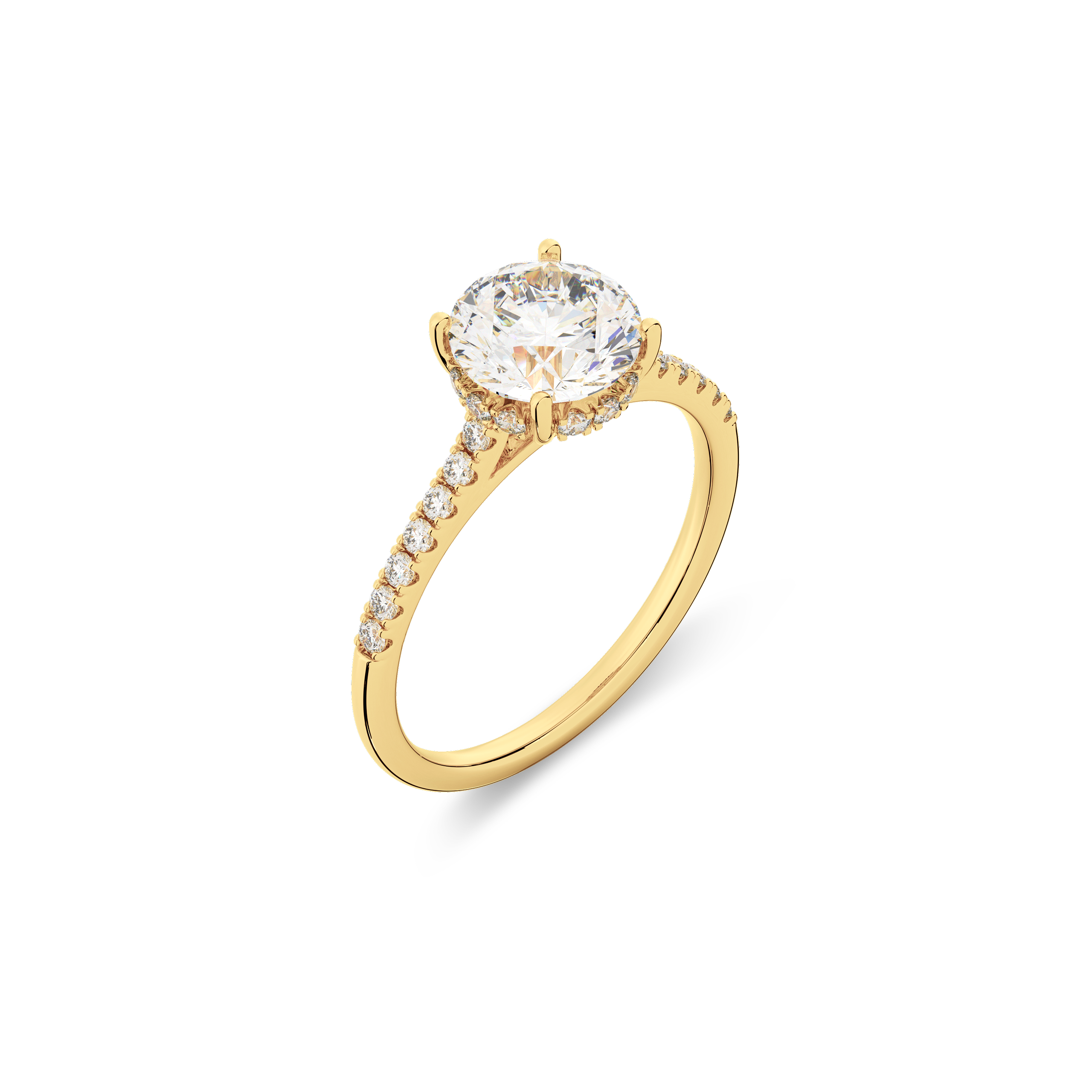 Hidden Halo II Round  Lab Grown Diamond Ring in 14K Gold