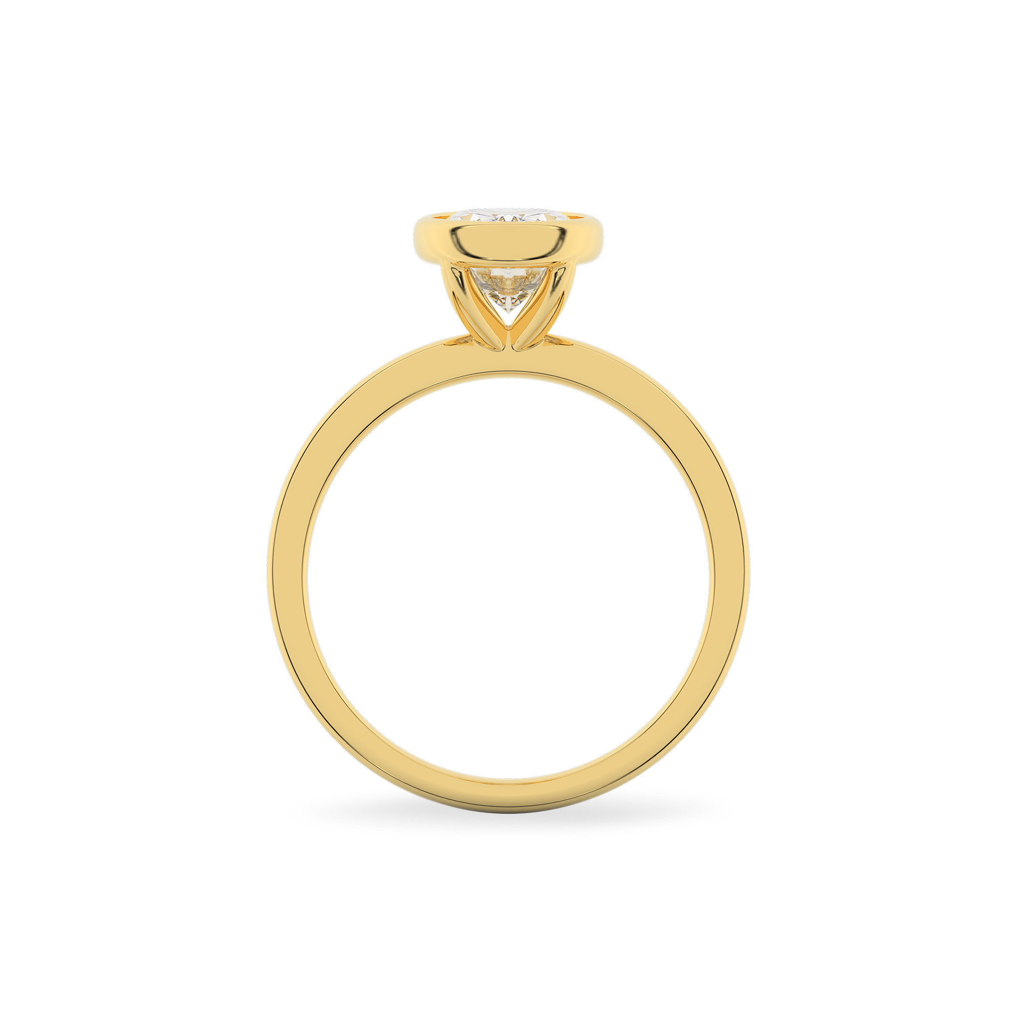 Classic Oval  Bezel Set Diamond Ring in  Yellow Gold