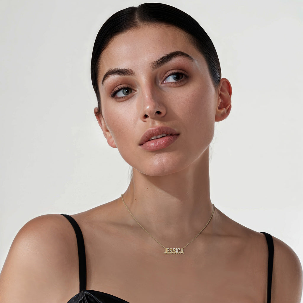 JAQUELINE Gold Plated Silver Signature name necklace AW24N002GD