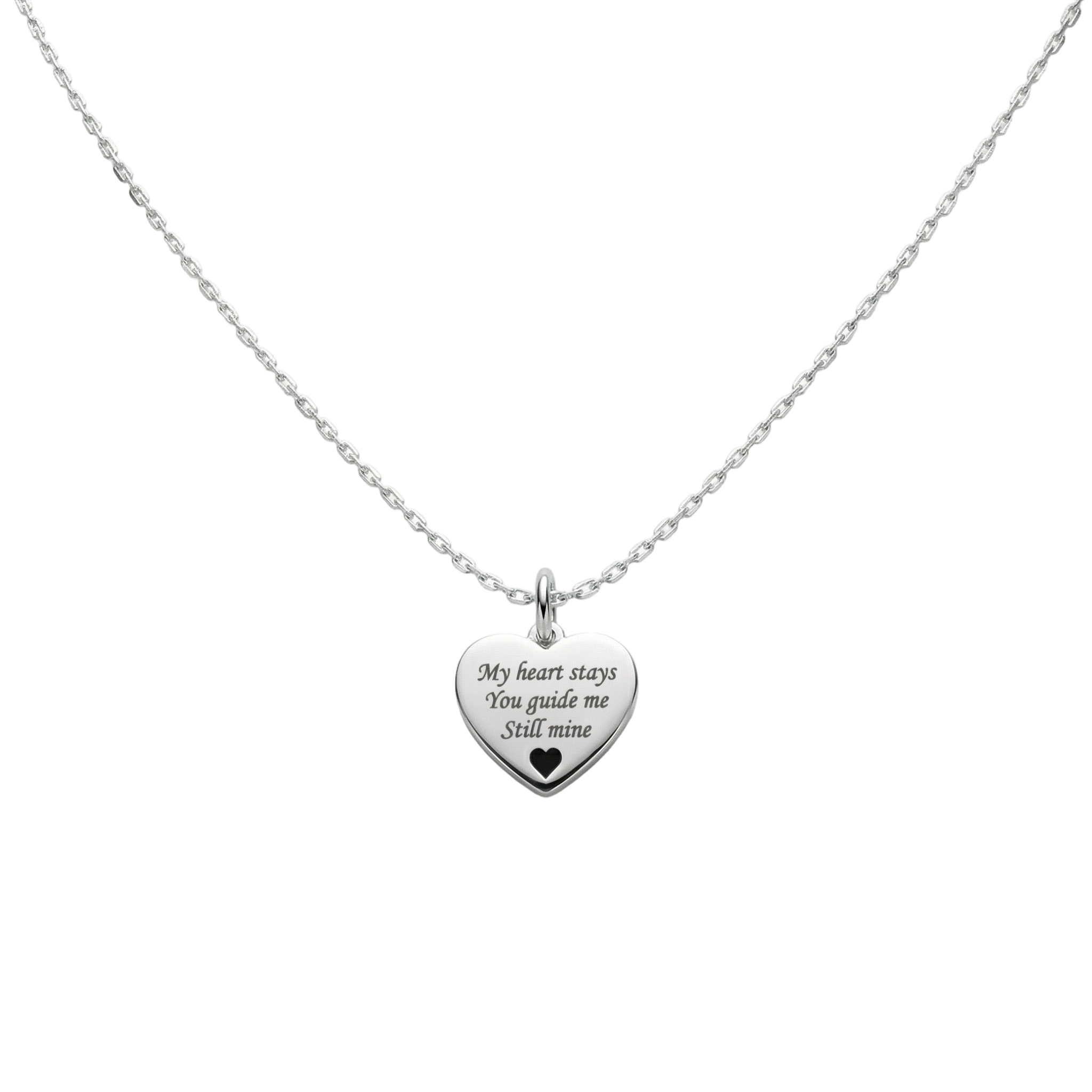 Rhodium Plated Heart MemoraCarve Necklace