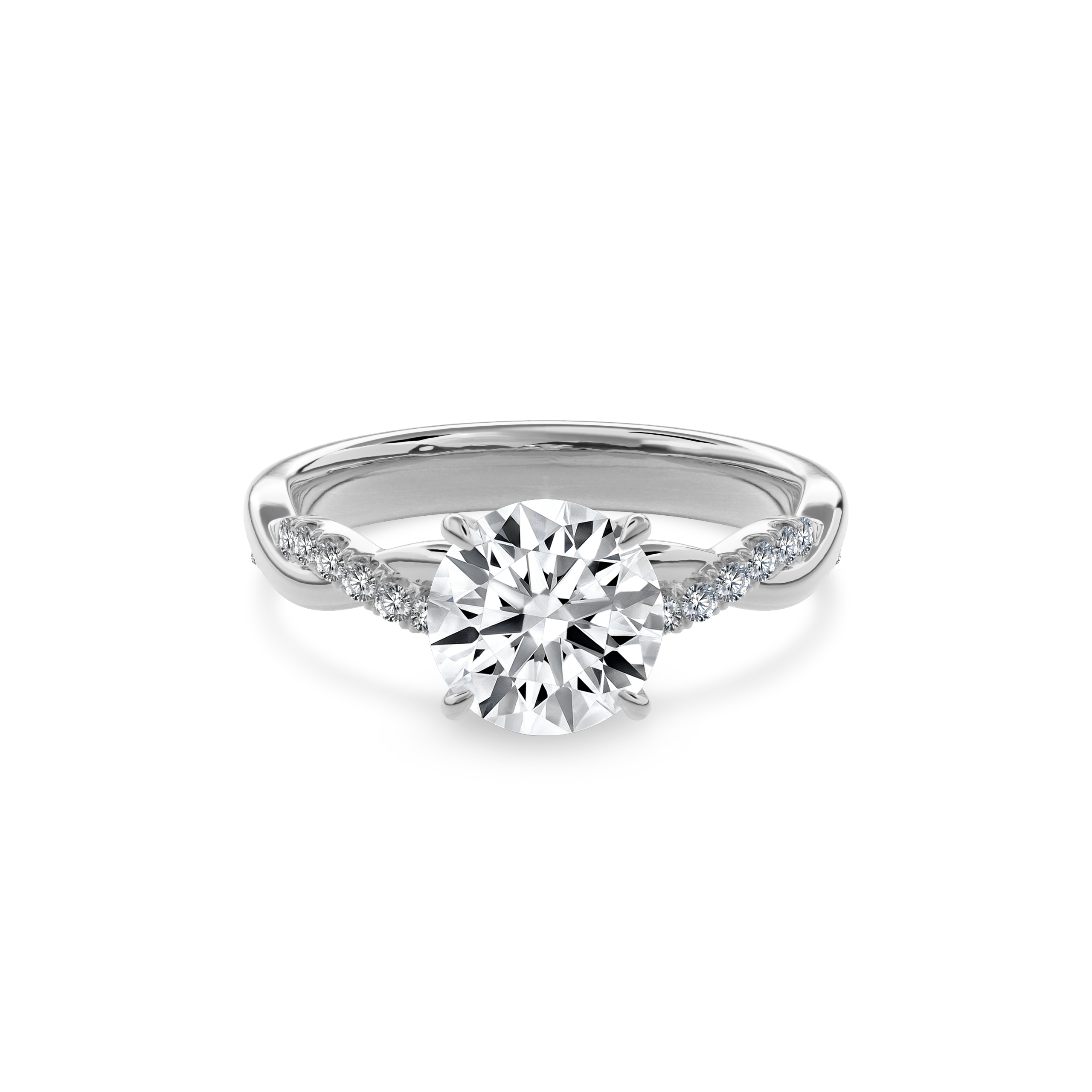 Rhea Twisted Pave Engagement Ring Round•White Gold