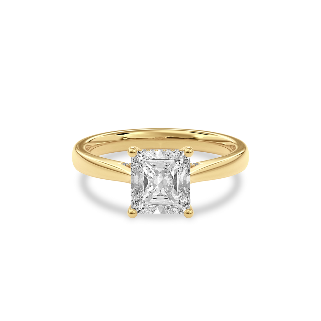 Elara Hidden Halo Salitaire Engagement Ring Radiant•Yellow Gold