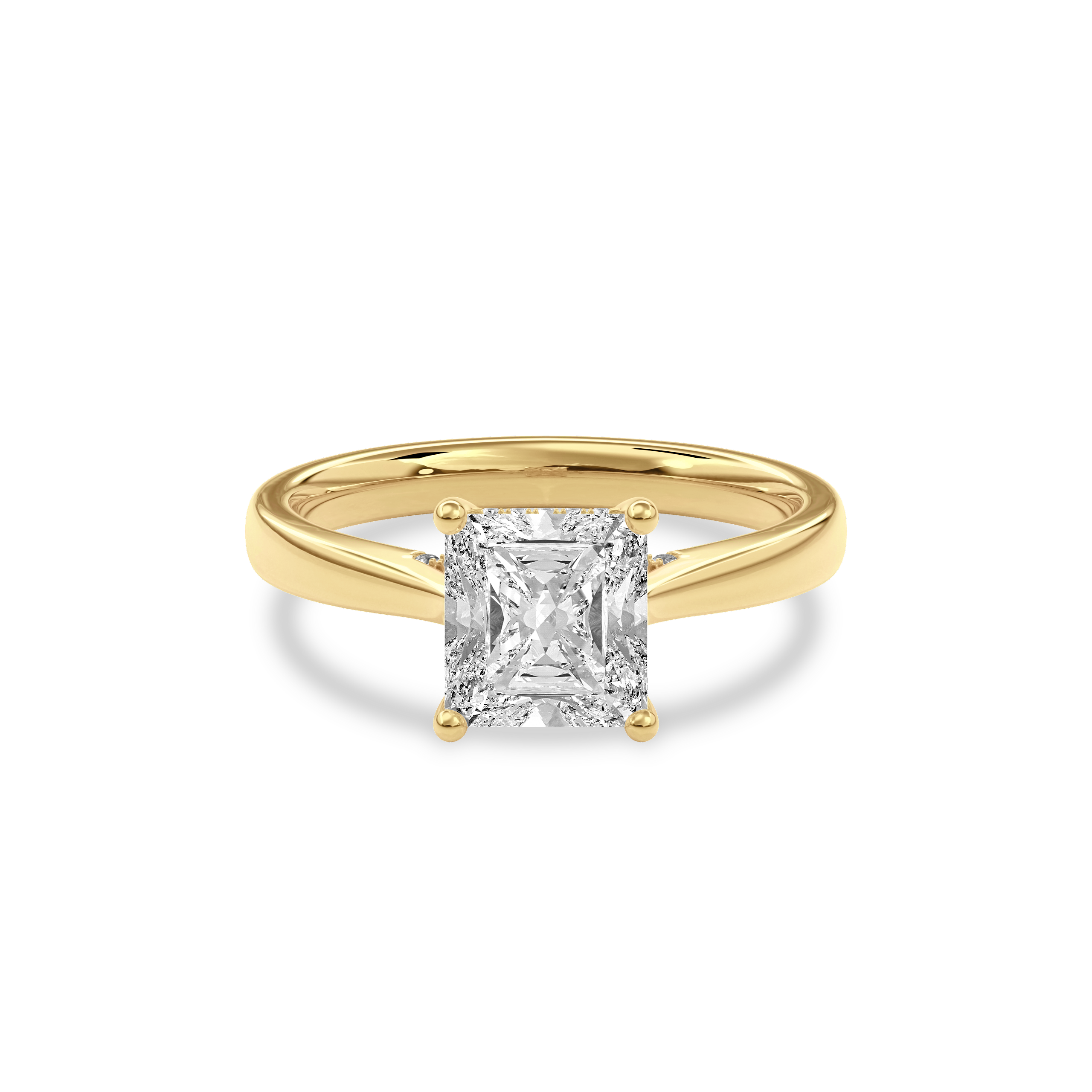 Elara Hidden Halo Salitaire Engagement Ring Radiant•Yellow Gold