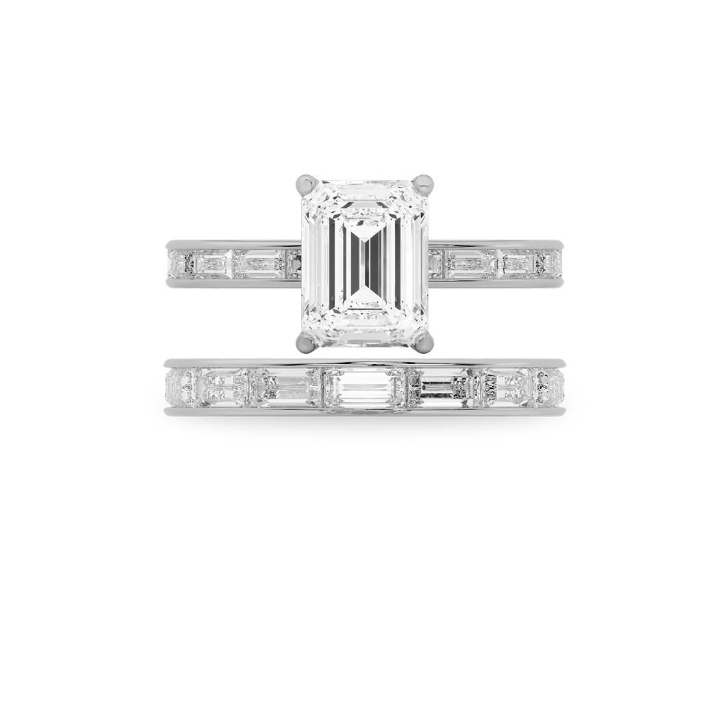 Channel Set Baguette Diamond Engagement Ring in 14k White Gold