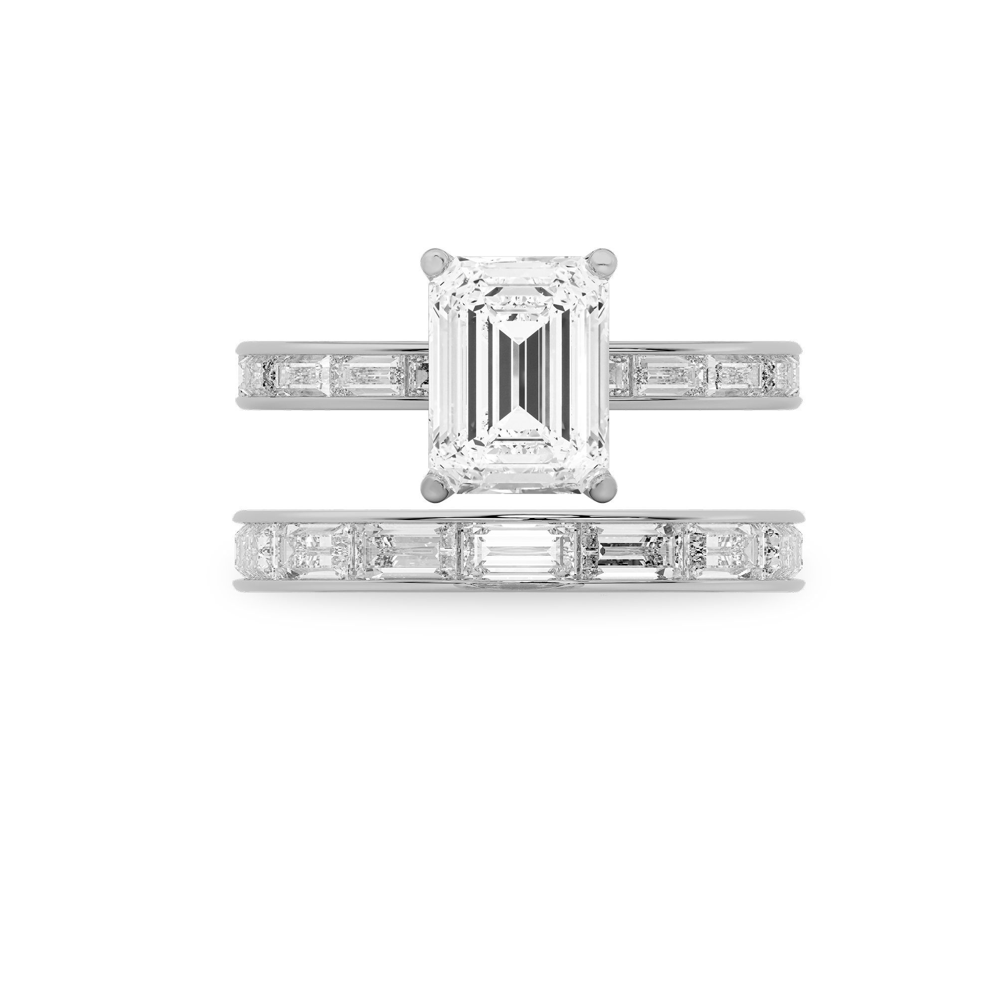 Channel Set Baguette Diamond Engagement Ring in 14k White Gold