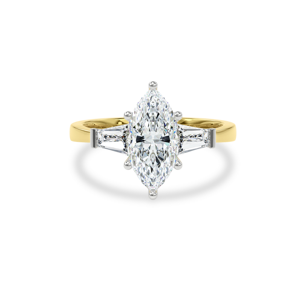 Daphnis Three Stones Engagement Ring Marquise•Yellow Gold