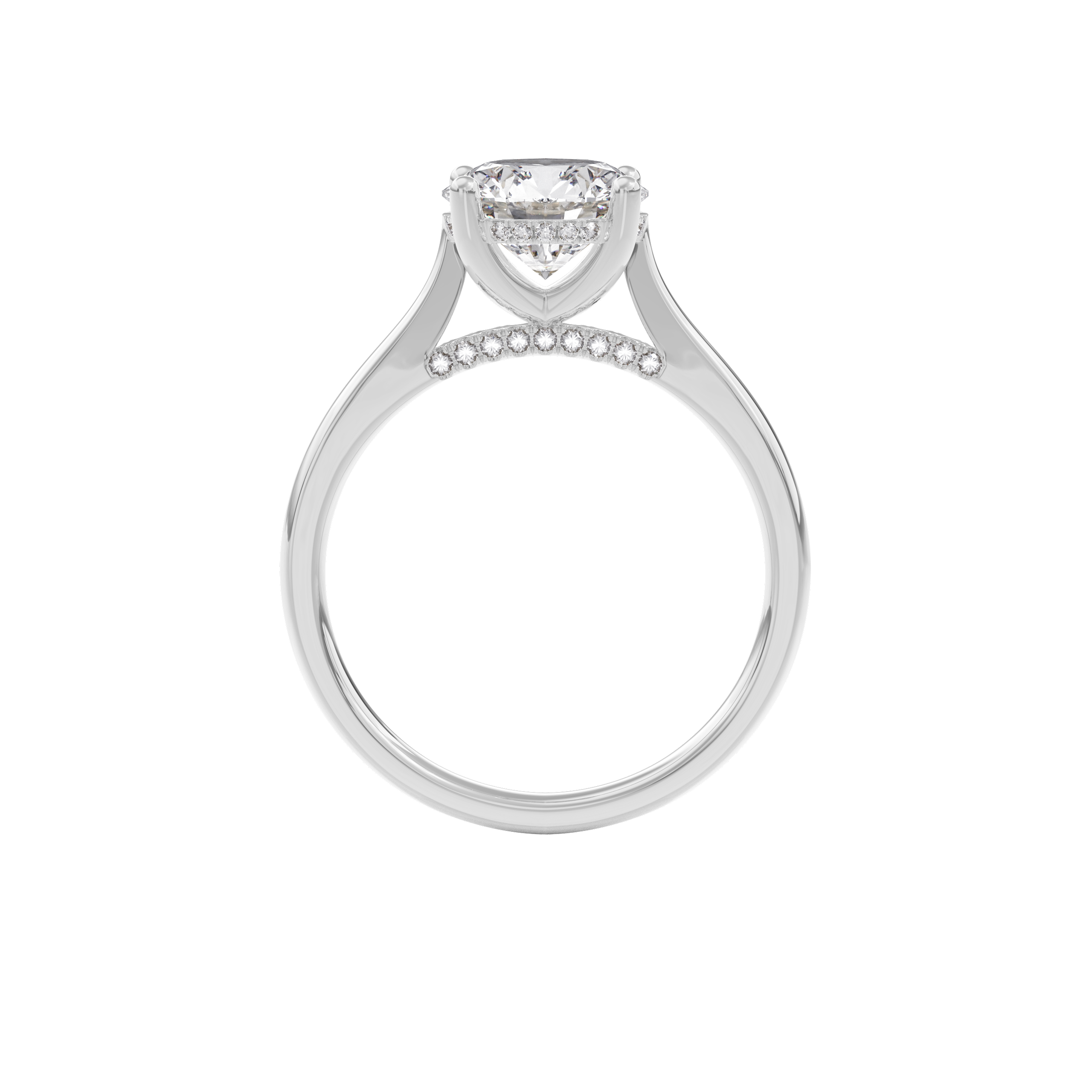 Elara Hidden Halo Salitaire Engagement Ring Round•White Gold