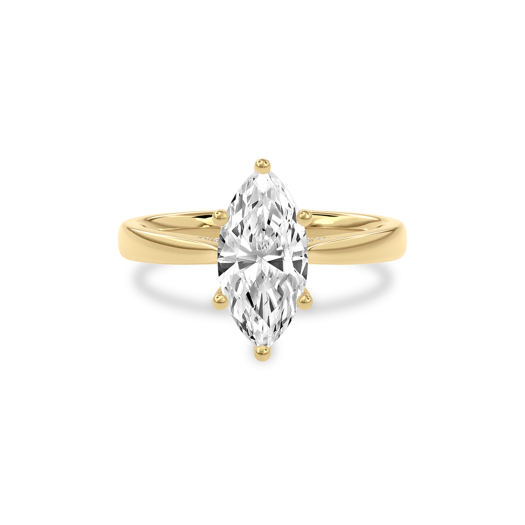 Elara Hidden Halo Salitaire Engagement Ring Marquise•Yellow Gold