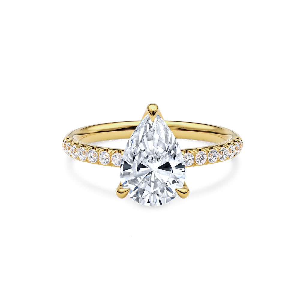 Dia Solitaire Pave Engagement Ring Pear•Yellow Gold