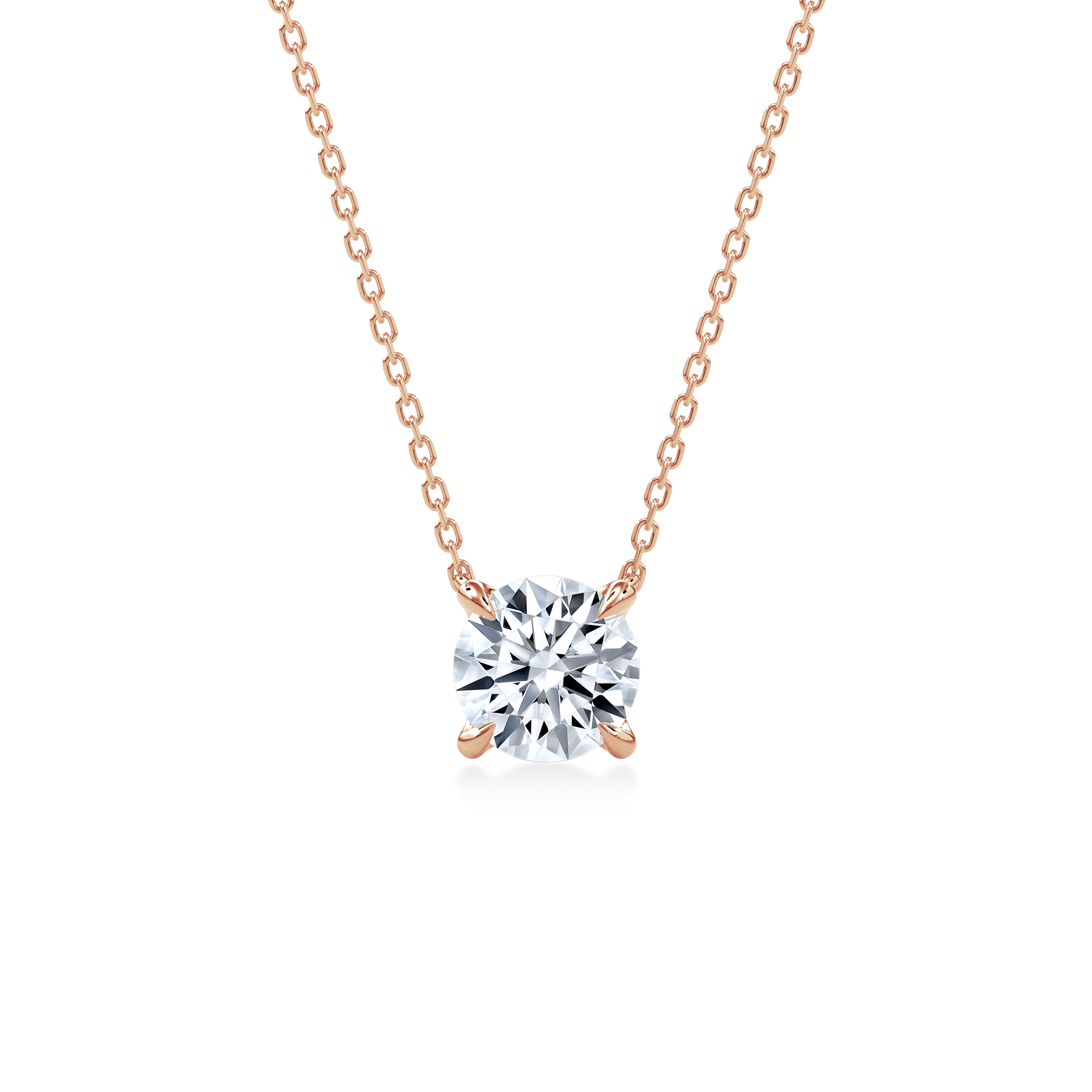 Dia Solitaire Necklace Round•Rose Gold