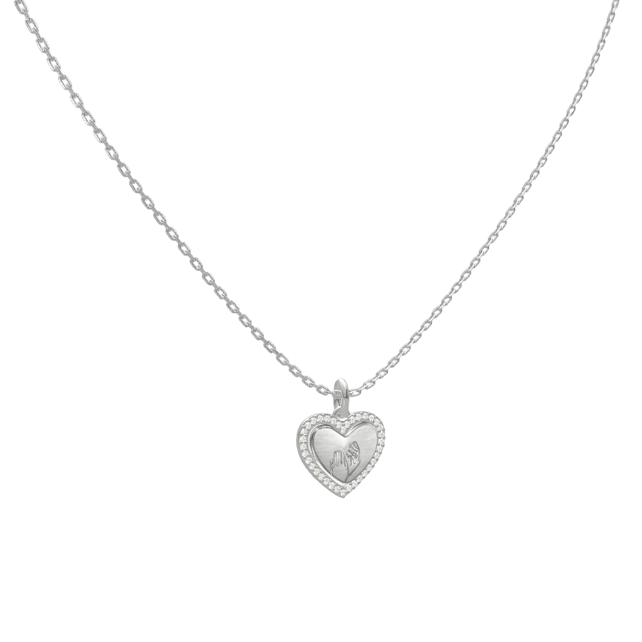 Rhodium Plated Heart MemoraCarve Necklace