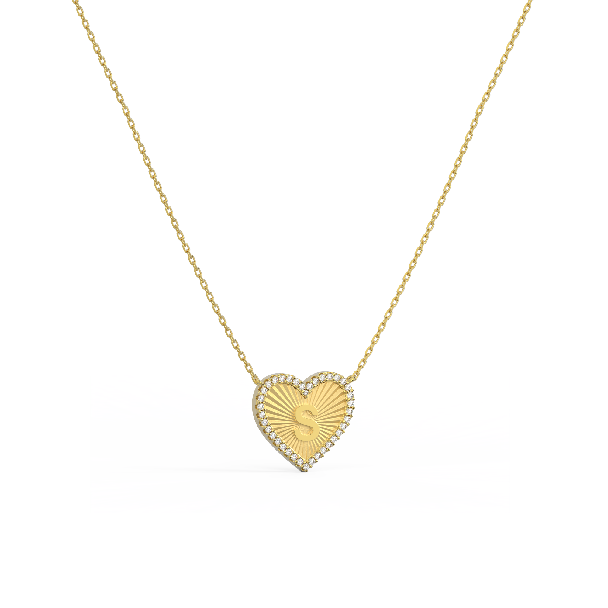 18k Gold Plate Heart Initial Necklace（Pleated）AW24N008A
