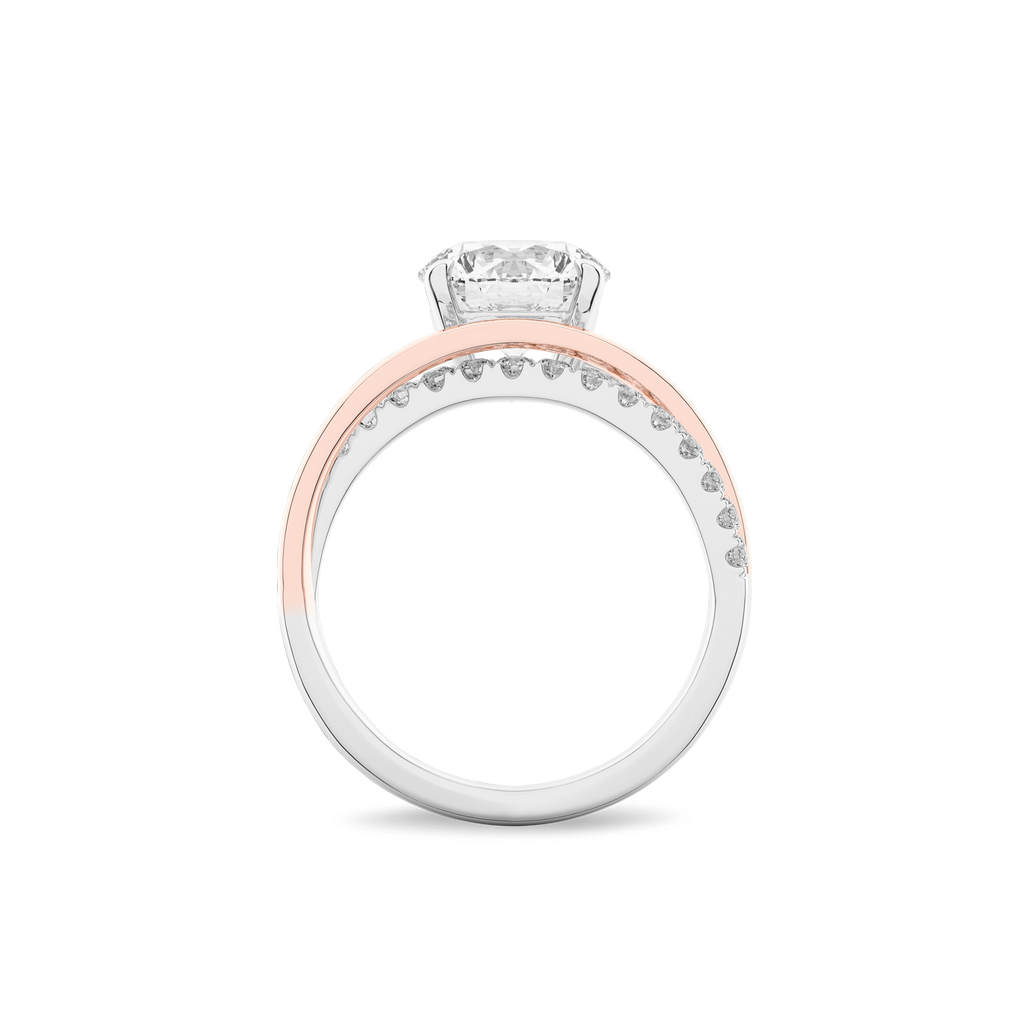 Interlace Meteor Round Ring in 14 Silver & Rose Gold