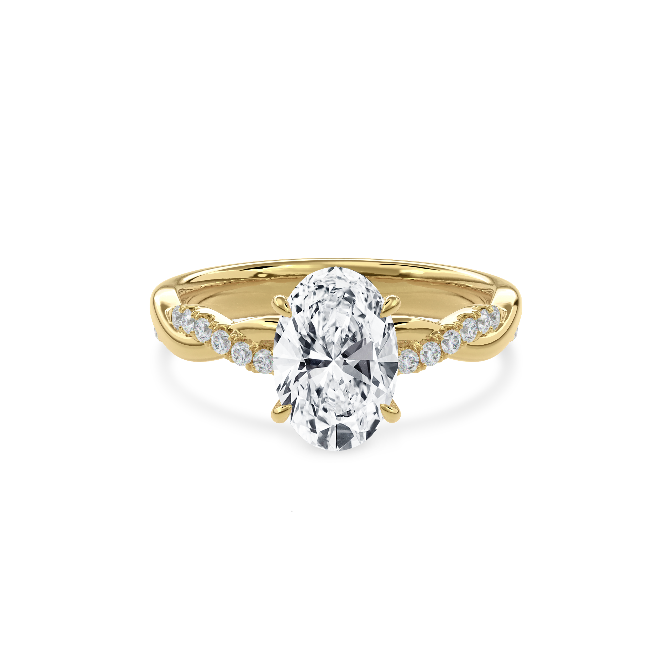 Rhea Twisted Pave Engagement Ring Oval•Yellow Gold