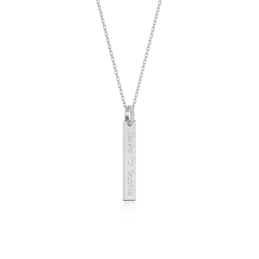 Rhodium Plated Long Rectangle Engravable Pendant SP003
