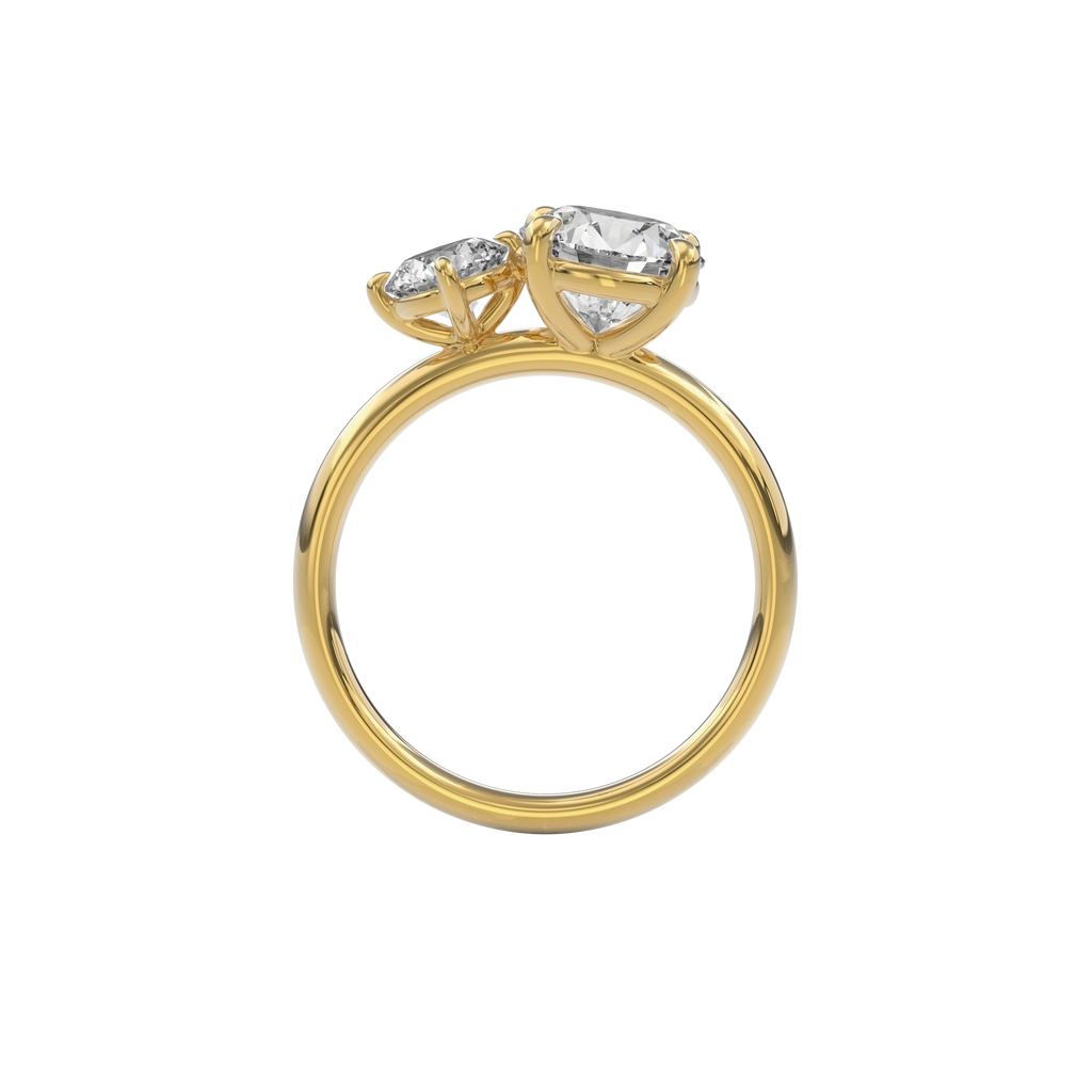 Callisto Two Stones Engagement Ring Round•Yellow Gold