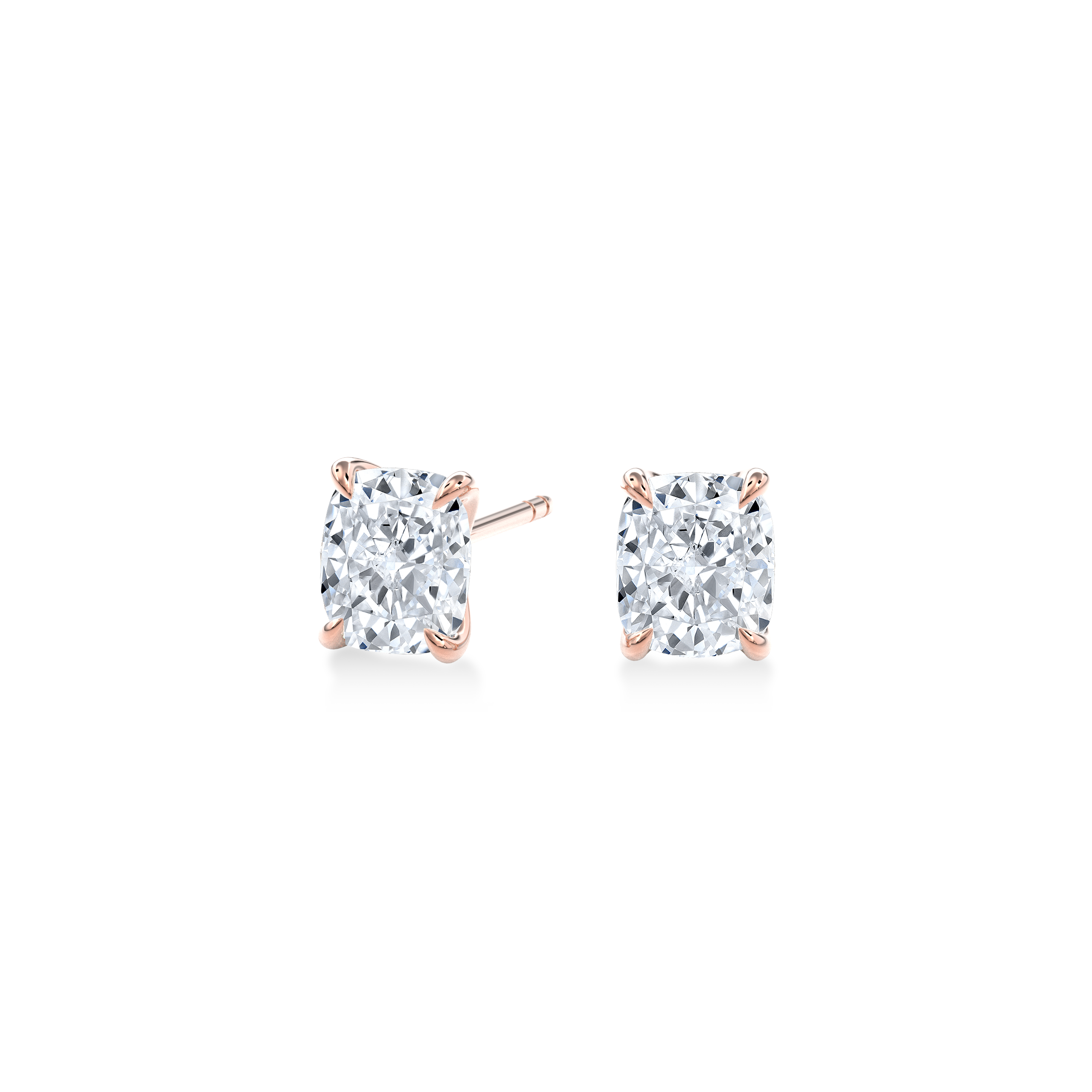 Dia Solitaire Single Stud Earring Cushion•Rose Gold