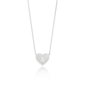 Rhodium Plated Silver Heart Initial Necklace AW24N003R