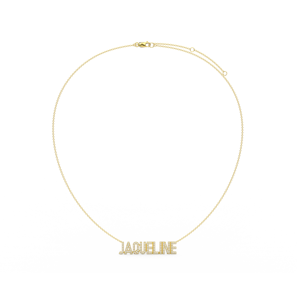 JAQUELINE Gold Plated Silver Signature name necklace AW24N002GD