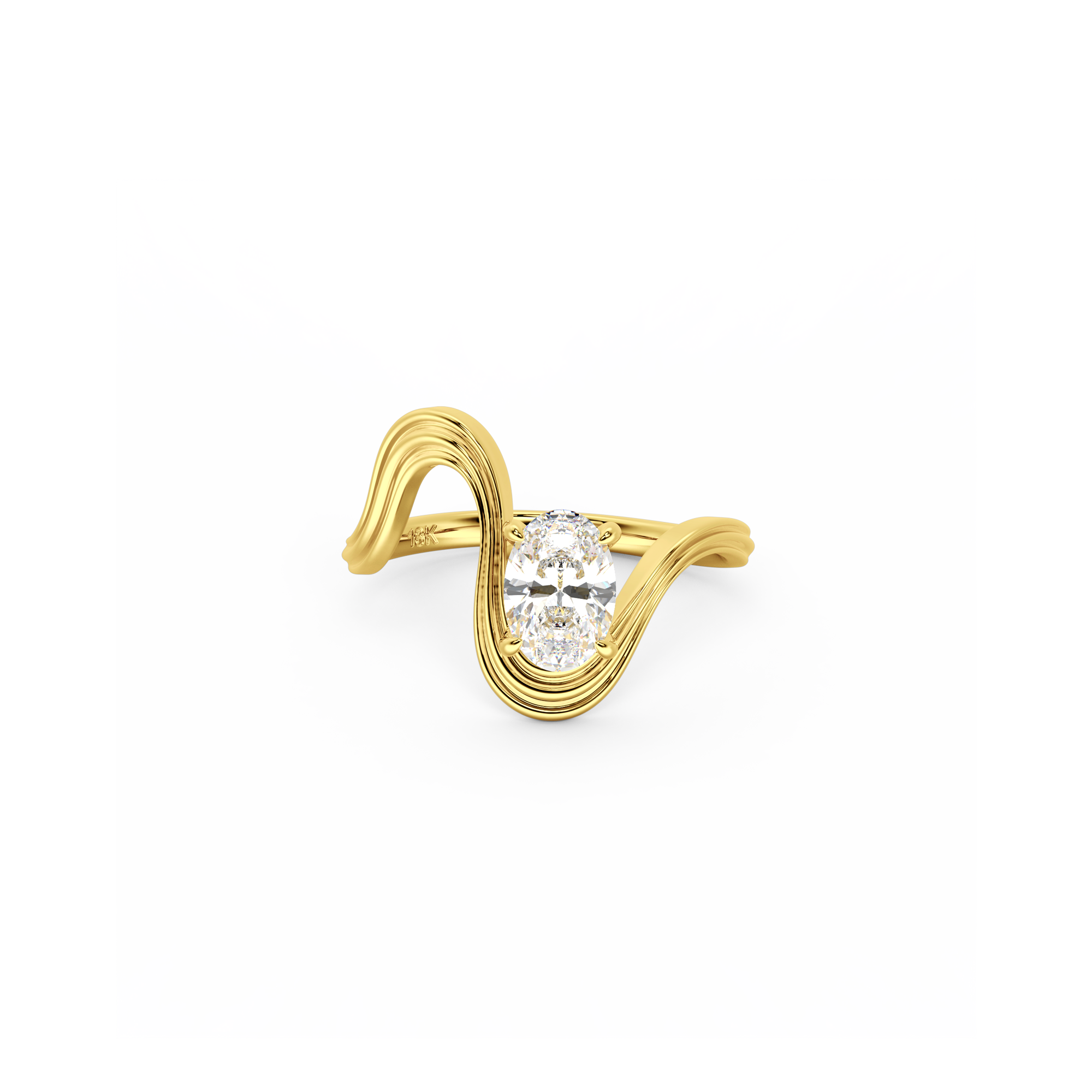 Oval  Luna  Curve Ring in Yellow Gold
