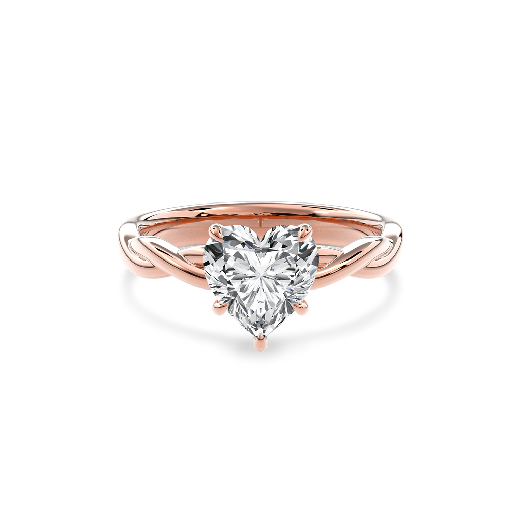 Rhea Twisted Engagement Ring Heart•Rose Gold