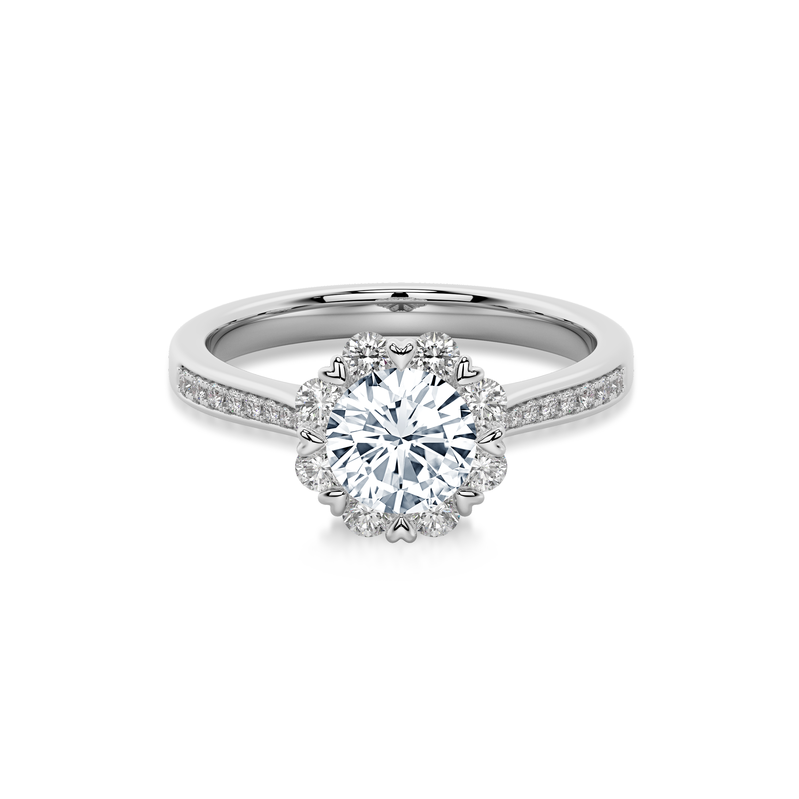 Bouquet Pave Ring Round White Gold