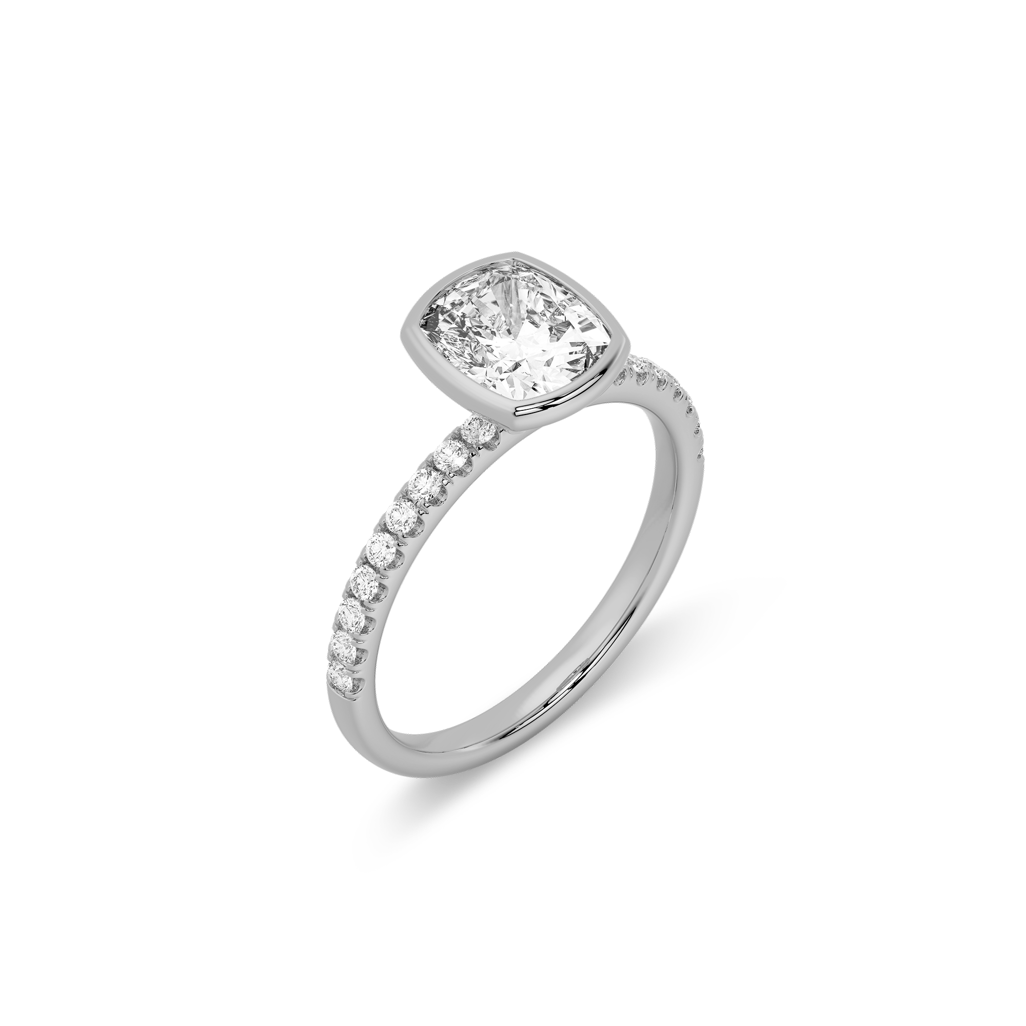 Luxe Cushion Bezel Set Diamond Ring in White Gold
