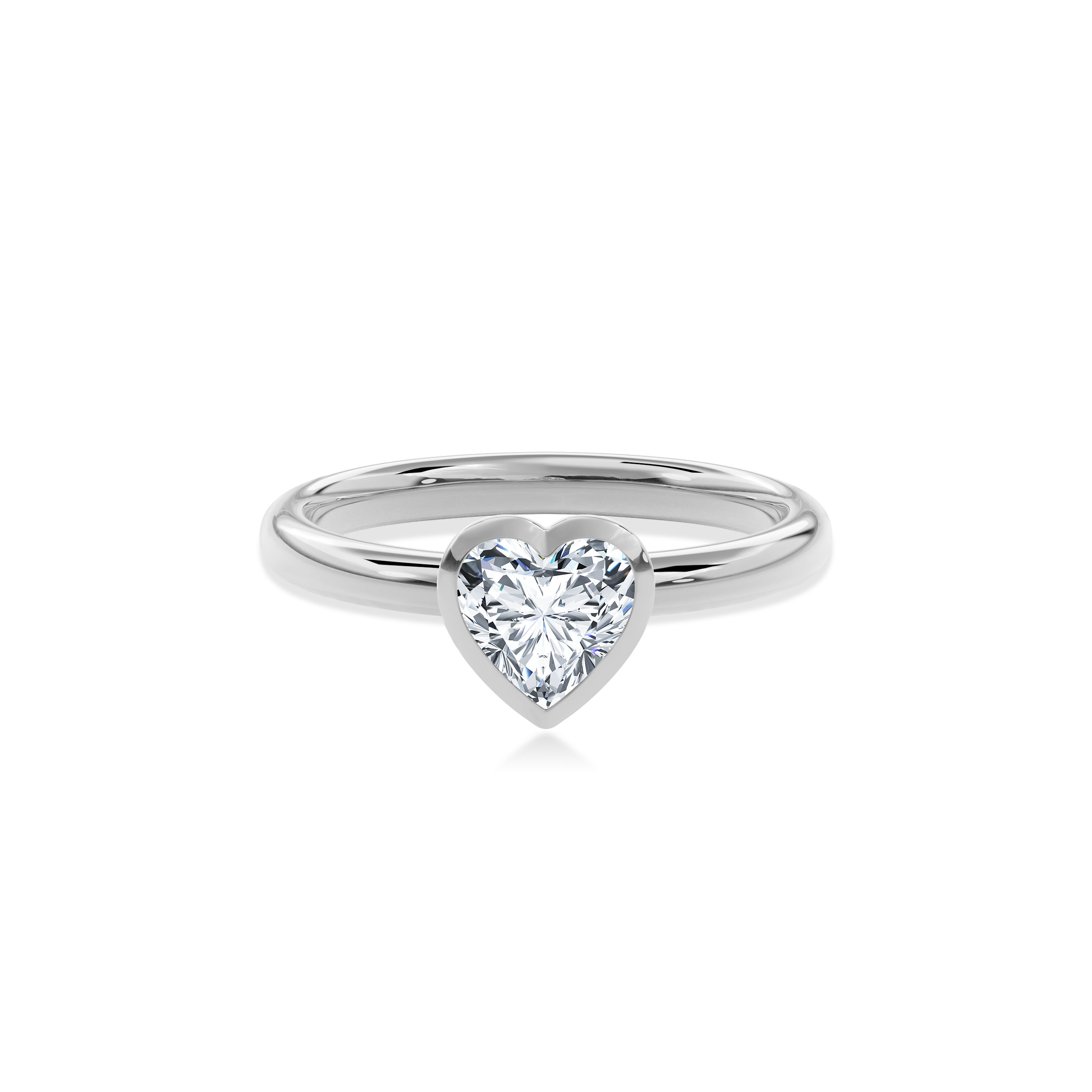 Bezel Ring Heart•White Gold