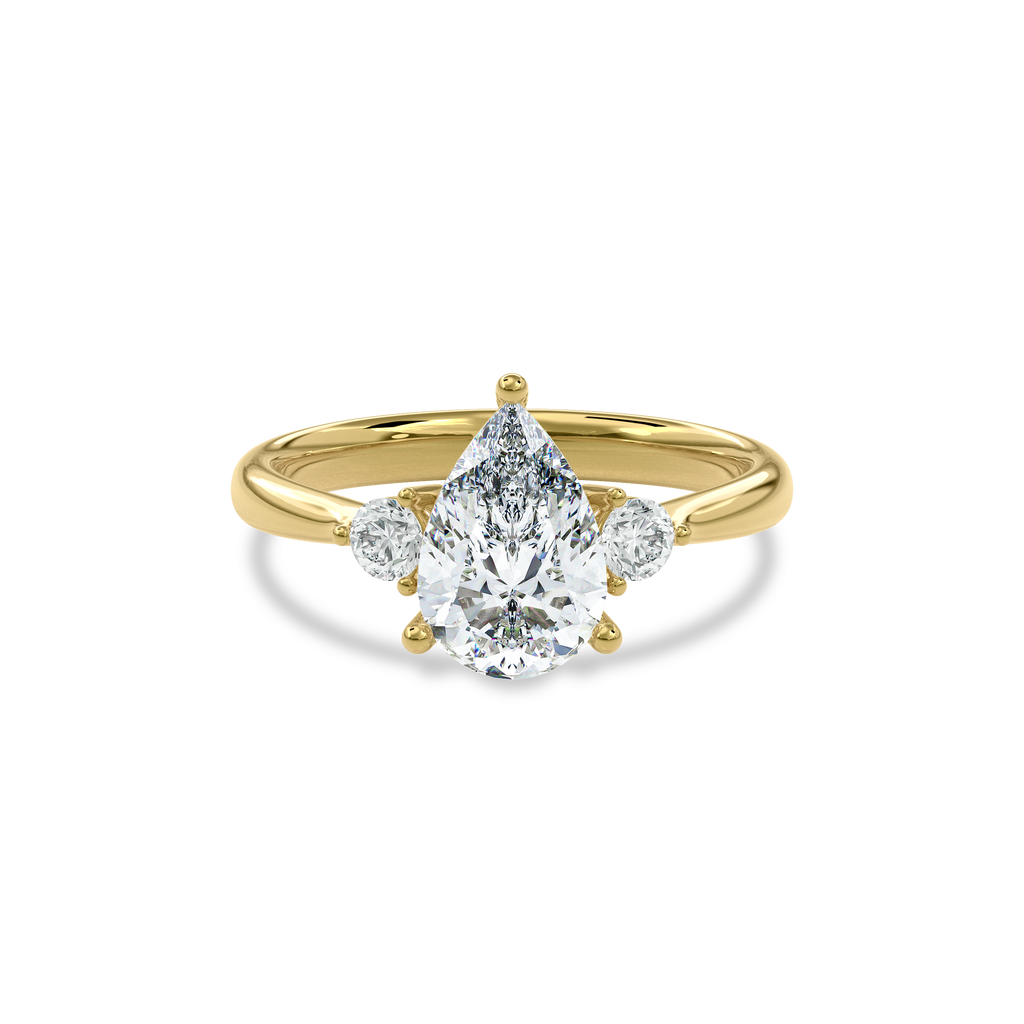 Daphnis Three Stones Engagement Ring Pear•Yellow Gold