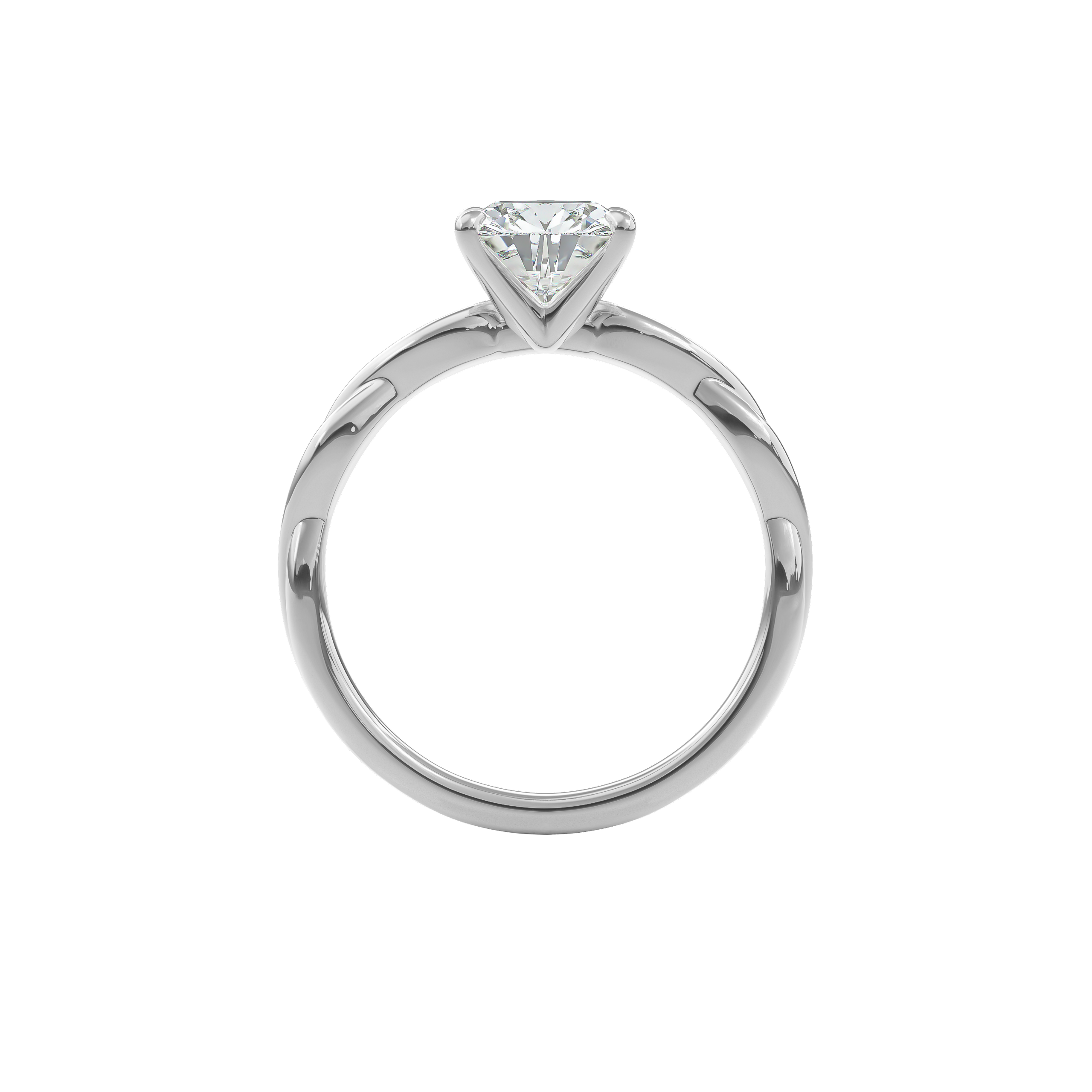 Rhea Twisted Engagement Ring Cushion•White Gold