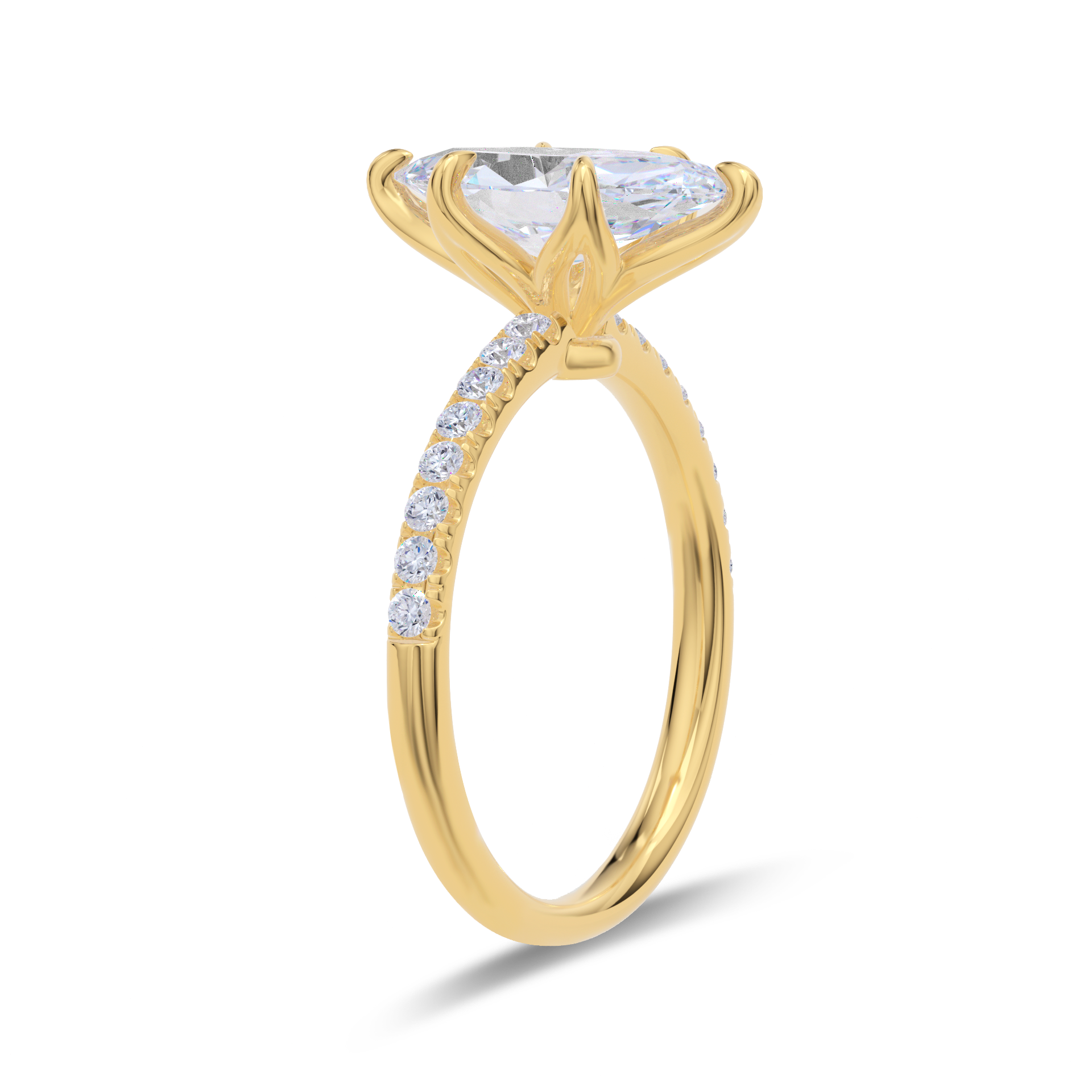 Dia Solitaire Pave Engagement Ring Marquise•Yellow Gold