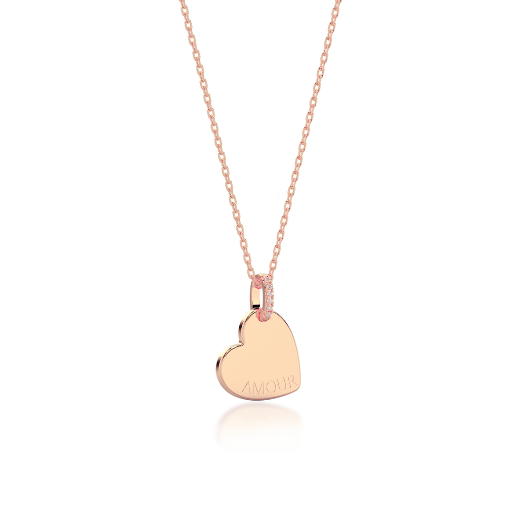 18K Rose Gold Plated Silver Heart Engravable Necklace SS25N001H