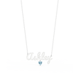Rhodium Plated Heart Birthstone Name Necklace SN001R