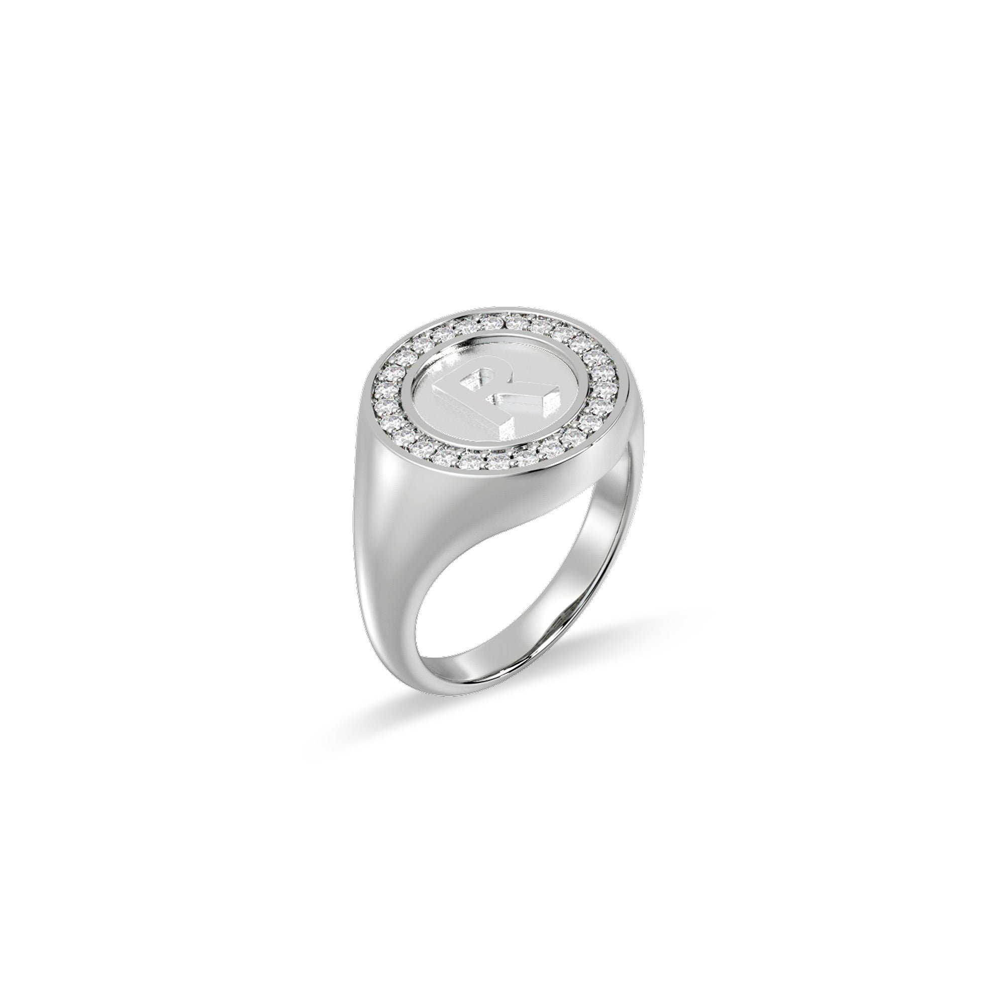 Rhodium Plated Silver Monogram Initial Ring SS25R001R
