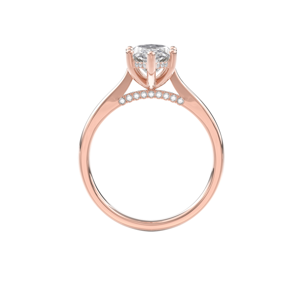 Elara Hidden Halo Salitaire Engagement Ring Marquise•Rose Gold