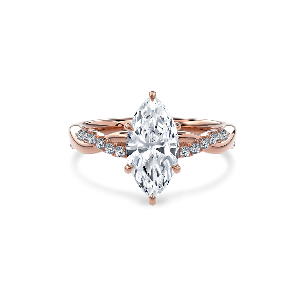 Rhea Twisted Pave Engagement Ring Marquise•Rose Gold