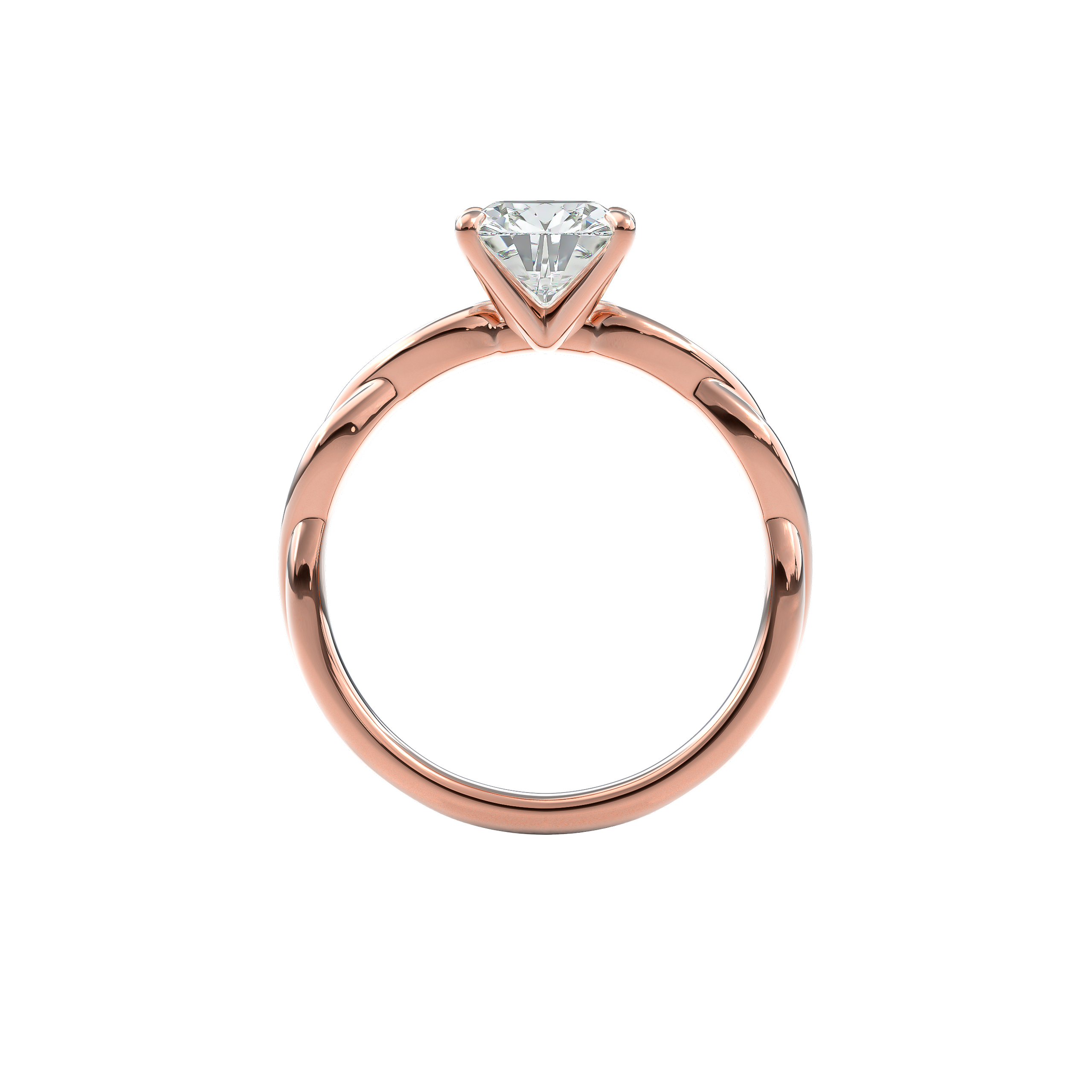 Rhea Twisted Engagement Ring Cushion•Rose Gold