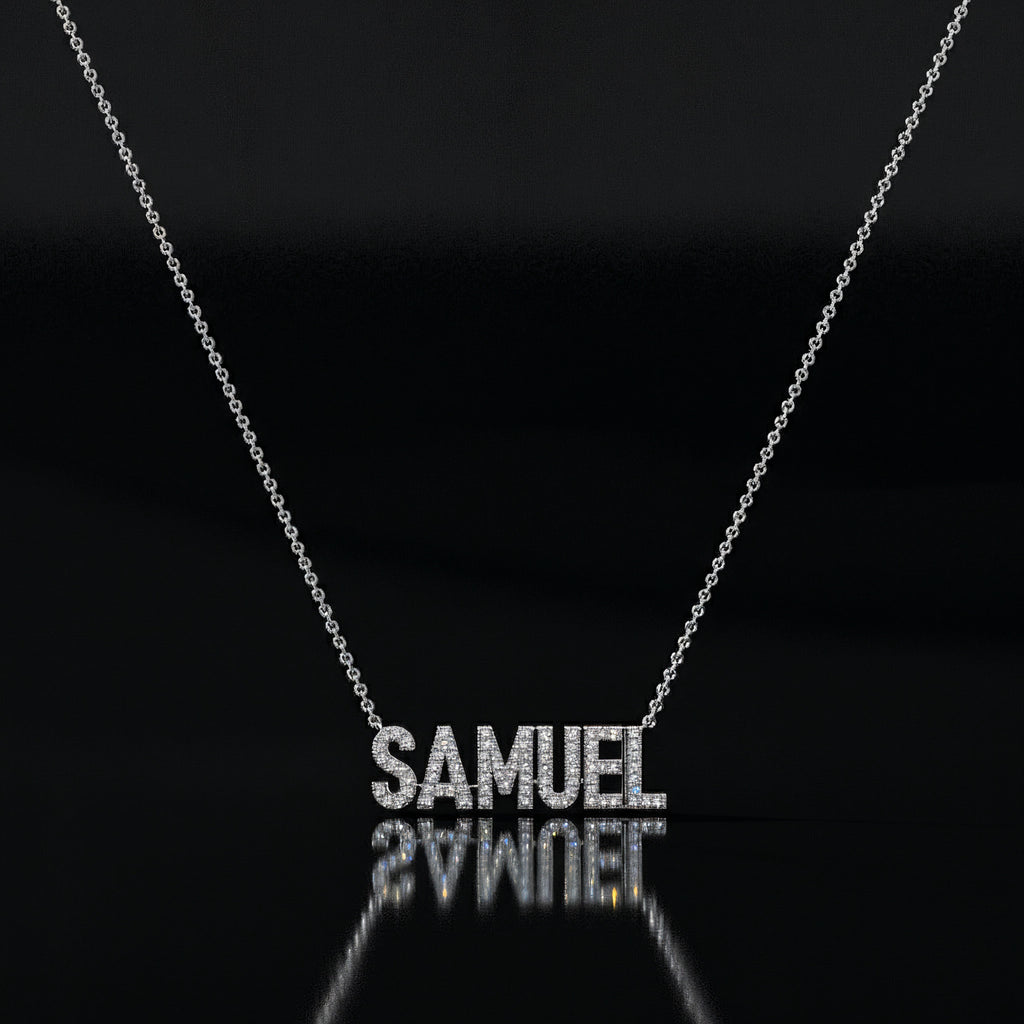 SAMUEL Rhodium Plated Silver Signature name necklace AW24N002R