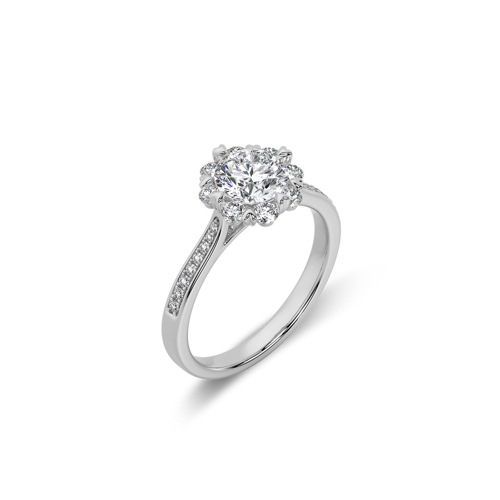 Bouquet Pave Ring Round White Gold